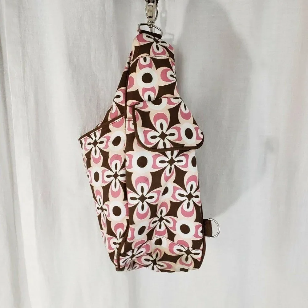 Bumble Collection Chloe Convertible Diaper Bag Chocolate Brown Pink - Picture 4 of 6